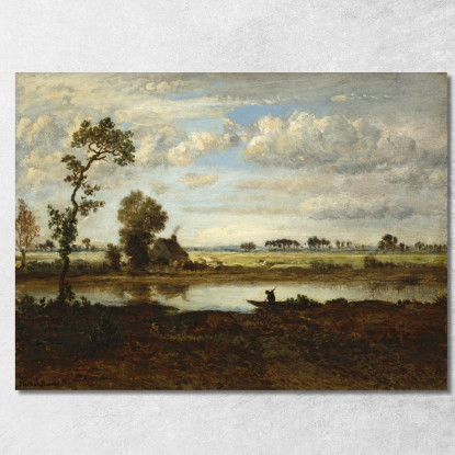 Paesaggio Con Barcaiolo Théodore Rousseau trs18 quadro stampato su tela