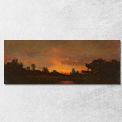 Paesaggio Con Tramonto Théodore Rousseau trs20 quadro stampato su tela