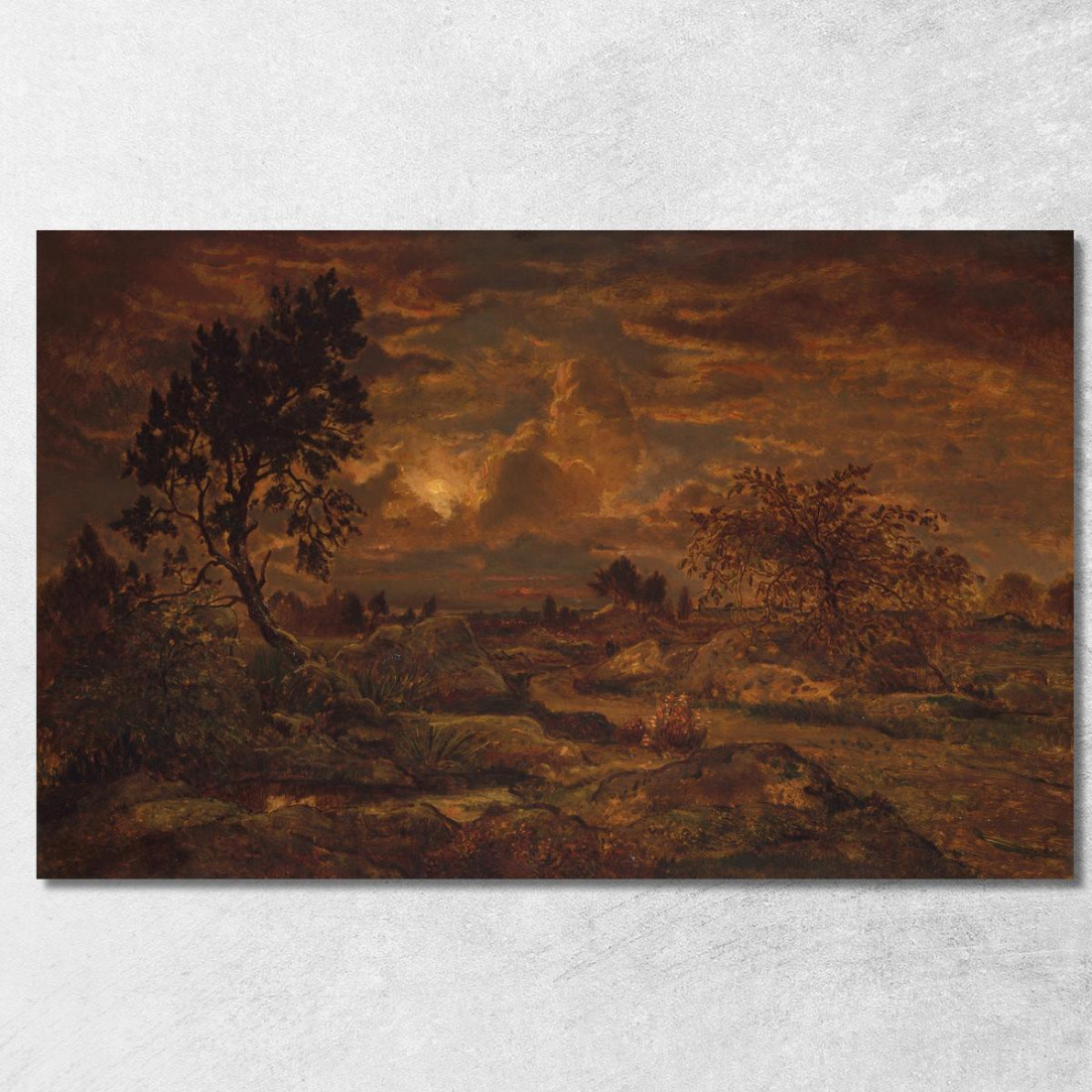 Tramonto Vicino Ad Arbonne Théodore Rousseau trs34 quadro stampato su tela Tramonto Vicino Ad Arbonne Théodore Rousseau trs34 quadro stampato su tela