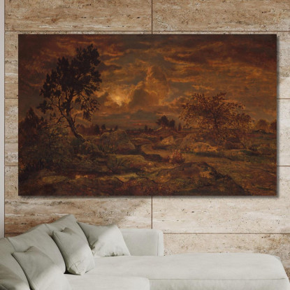 Tramonto Vicino Ad Arbonne Théodore Rousseau trs34 quadro stampato su tela
