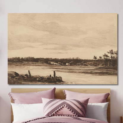 Il Fiume Loing Ai Margini Della Foresta Di Fontainebleau Théodore Rousseau trs39 quadro stampato su tela