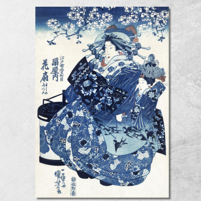 Donna Giapponese Utagawa Kuniyoshi ukn16 quadro stampato su tela