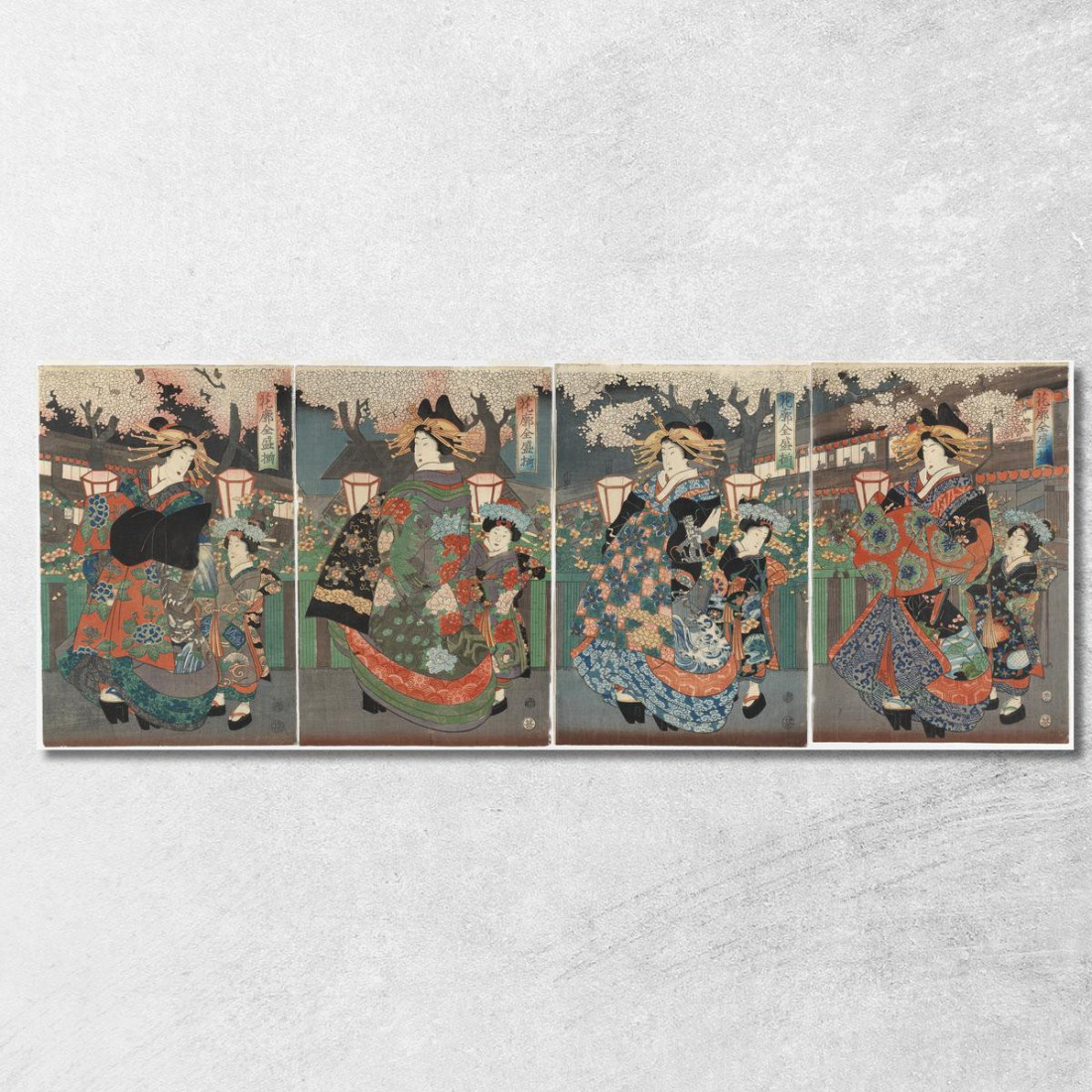 Quattro Attori Onnagata In Un'Opera Kabuki Utagawa Kuniyoshi ukn25 quadro stampato su tela Quattro Attori Onnagata In Un'Opera Kabuki Utagawa Kuniyoshi ukn25 quadro stampato su tela