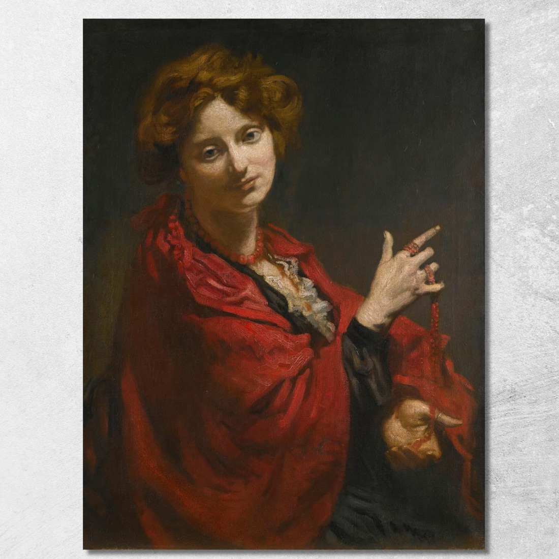 Anita Bartle Lo Scialle Rosso William Orpen wrp1 quadro stampato su tela Anita Bartle Lo Scialle Rosso William Orpen wrp1 quadro stampato su tela