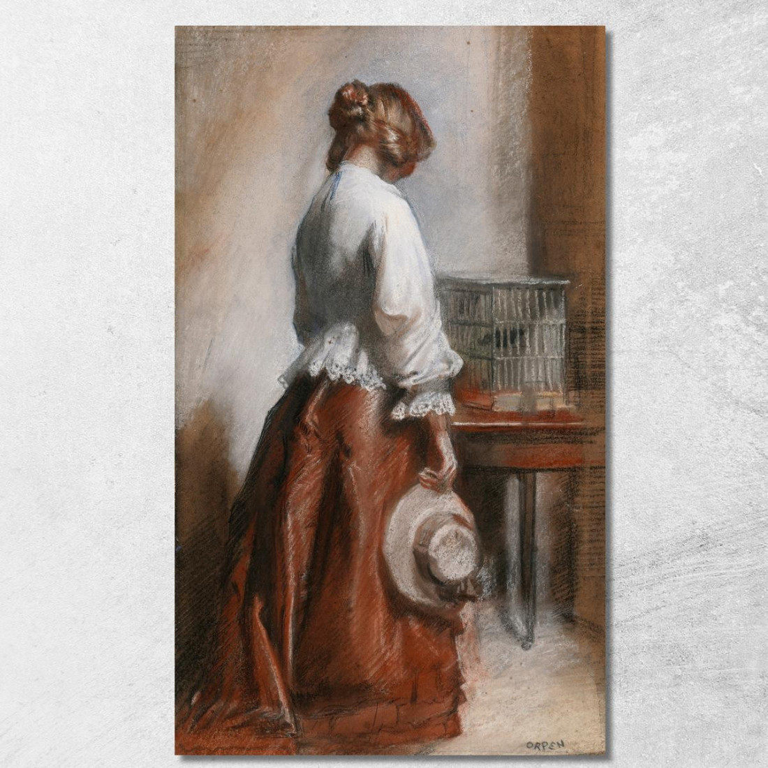 Signora Con Gabbia Per Uccelli William Orpen wrp11 quadro stampato su tela Signora Con Gabbia Per Uccelli William Orpen wrp11 quadro stampato su tela