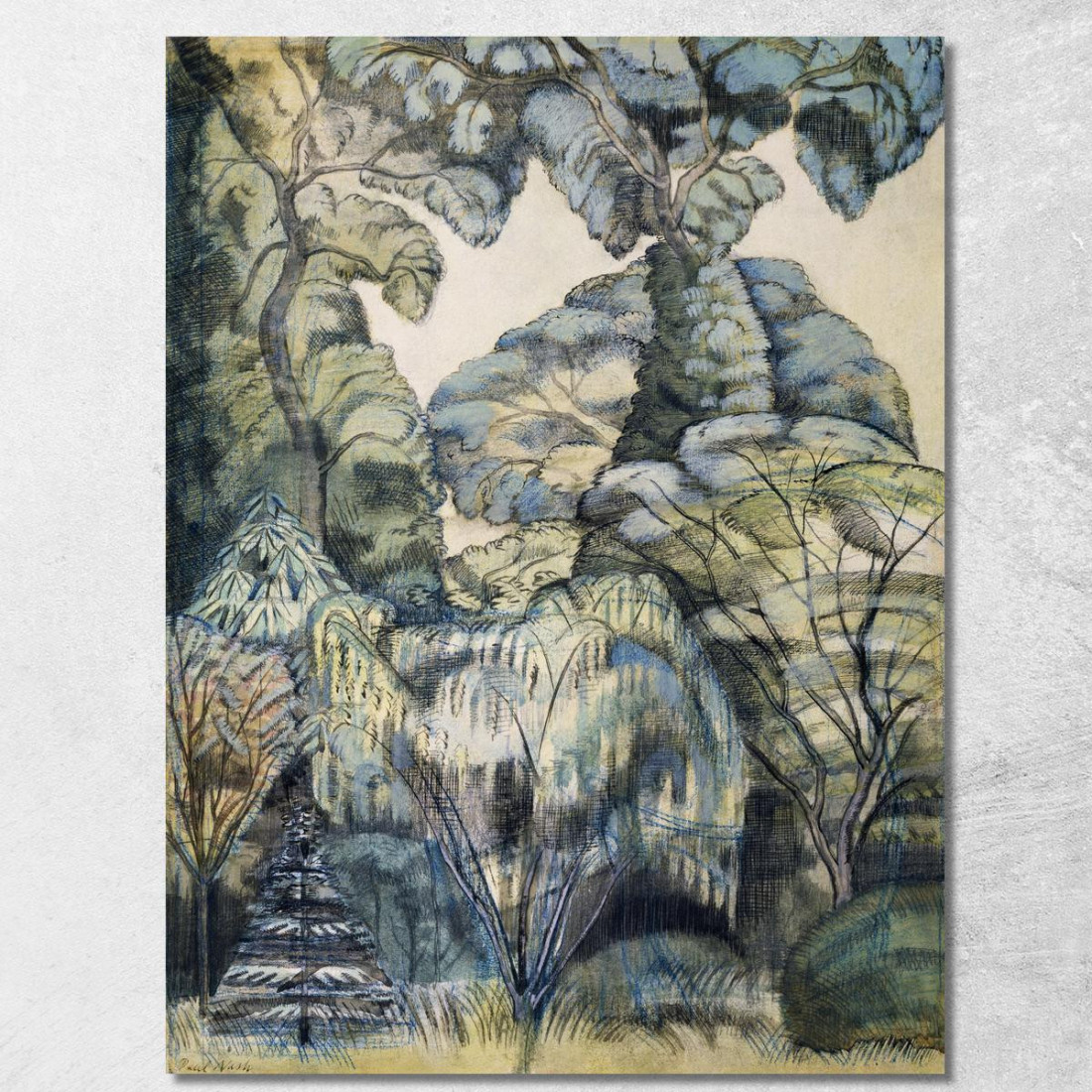 Alberi Nel Giardino Degli Uccelli Iver Heath Paul Nash pns8 quadro stampato su tela Alberi Nel Giardino Degli Uccelli Iver Heath Paul Nash pns8 quadro stampato su tela