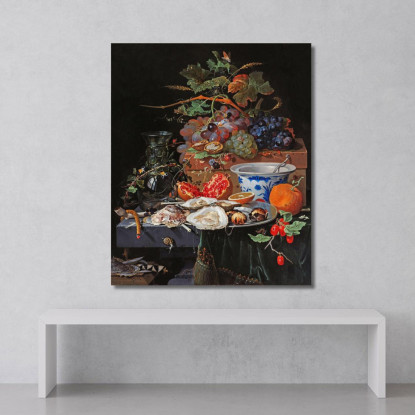 Frutta E Ostriche Abraham Mignon amn4 quadro stampato su tela