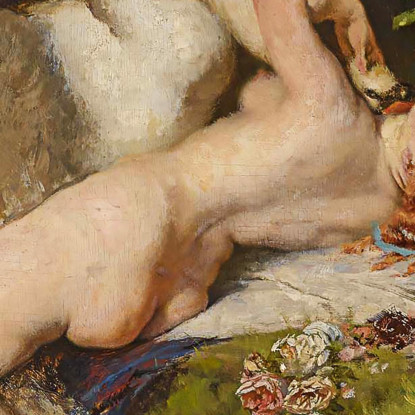 Leda E Il Cigno Heinrich Lossow hlw3 quadro stampato su tela