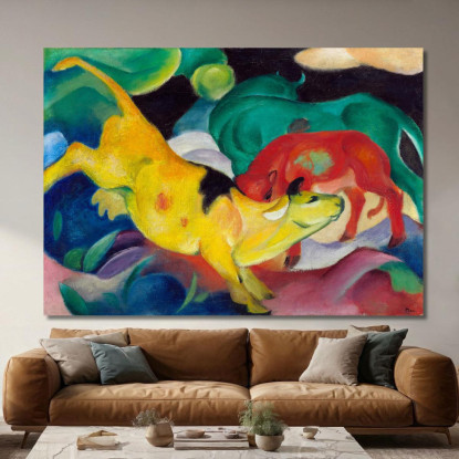 Mucche Rosse Verdi Gialle Franz Marc fmr8 quadro stampato su tela
