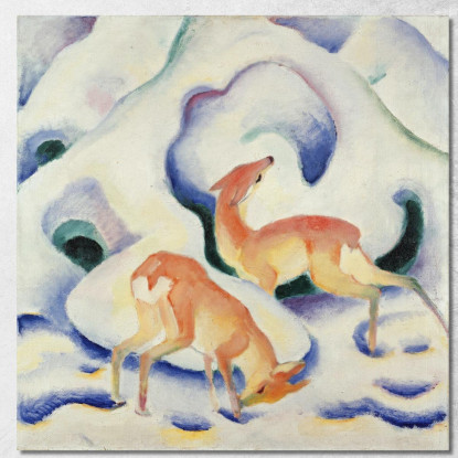 Cervi Nella Neve Franz Marc fmr12 quadro stampato su tela