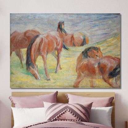 Cavalli Al Pascolo I Franz Marc fmr22 quadro stampato su tela