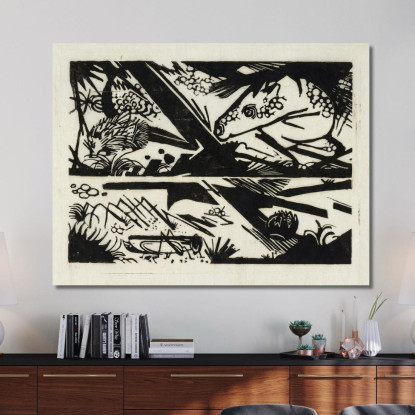 Cavallo E Riccio Franz Marc fmr26 quadro stampato su tela