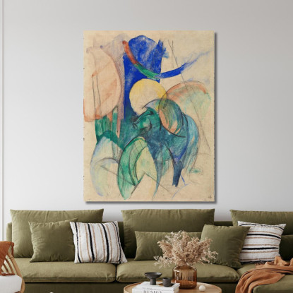 Mandrillo Franz Marc fmr34 quadro stampato su tela