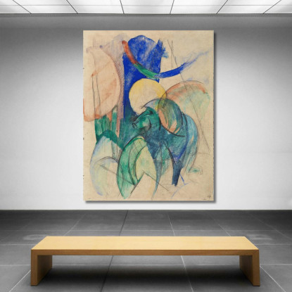 Mandrillo Franz Marc fmr34 quadro stampato su tela