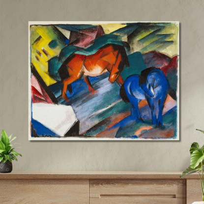 Cavallo Rosso E Blu Franz Marc fmr38 quadro stampato su tela