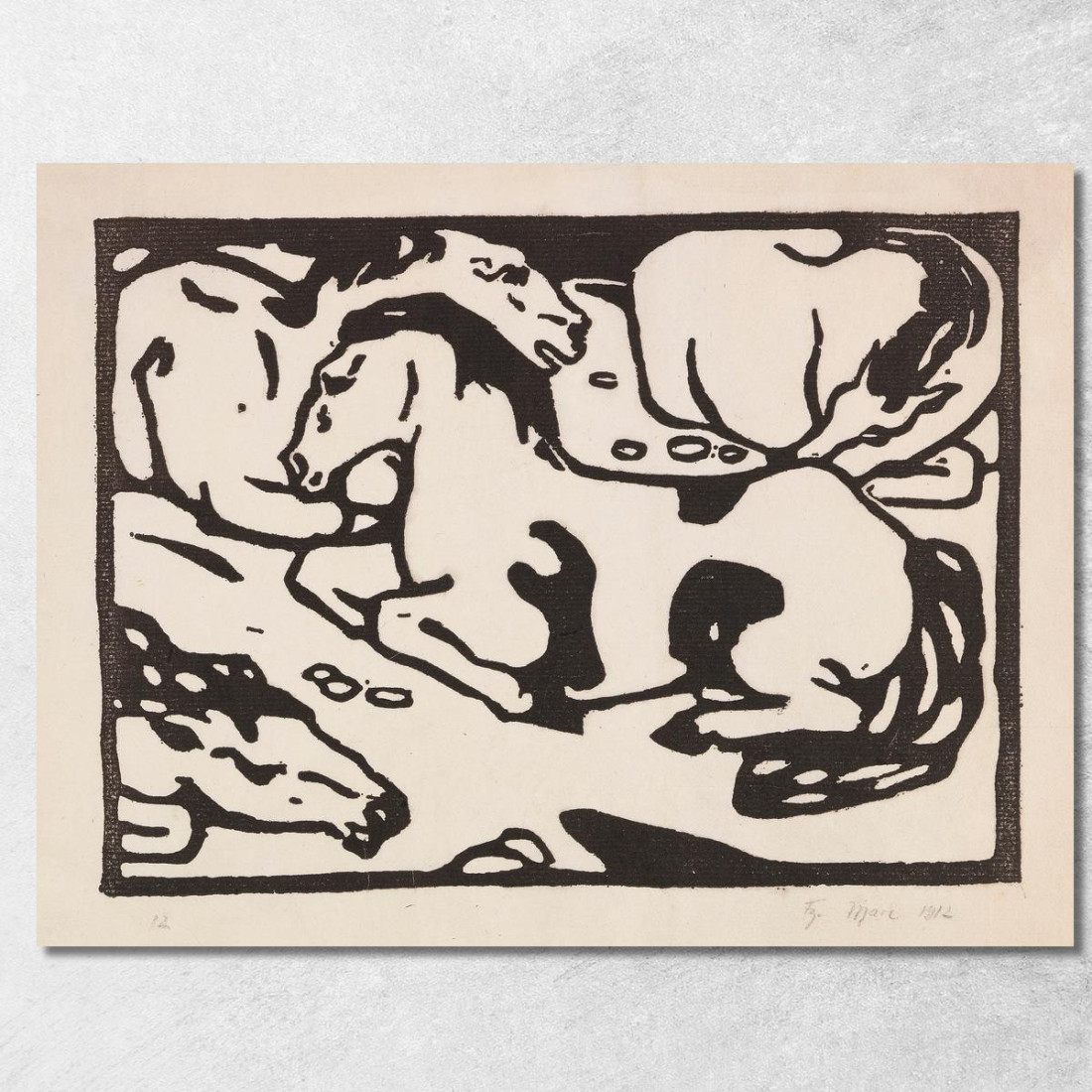 Cavalli A Riposo 2 Franz Marc fmr41 quadro stampato su tela Cavalli A Riposo 2 Franz Marc fmr41 quadro stampato su tela