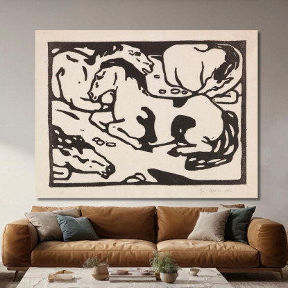 Cavalli A Riposo 2 Franz Marc fmr41 quadro stampato su tela