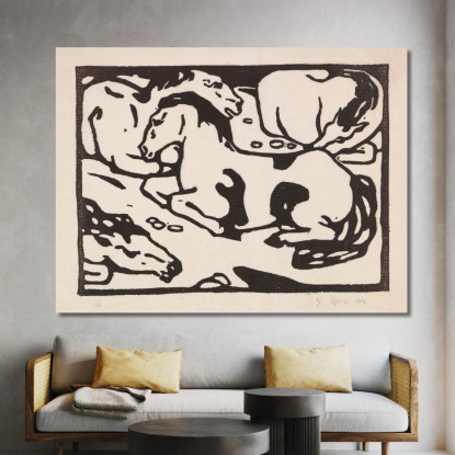 Cavalli A Riposo 2 Franz Marc fmr41 quadro stampato su tela