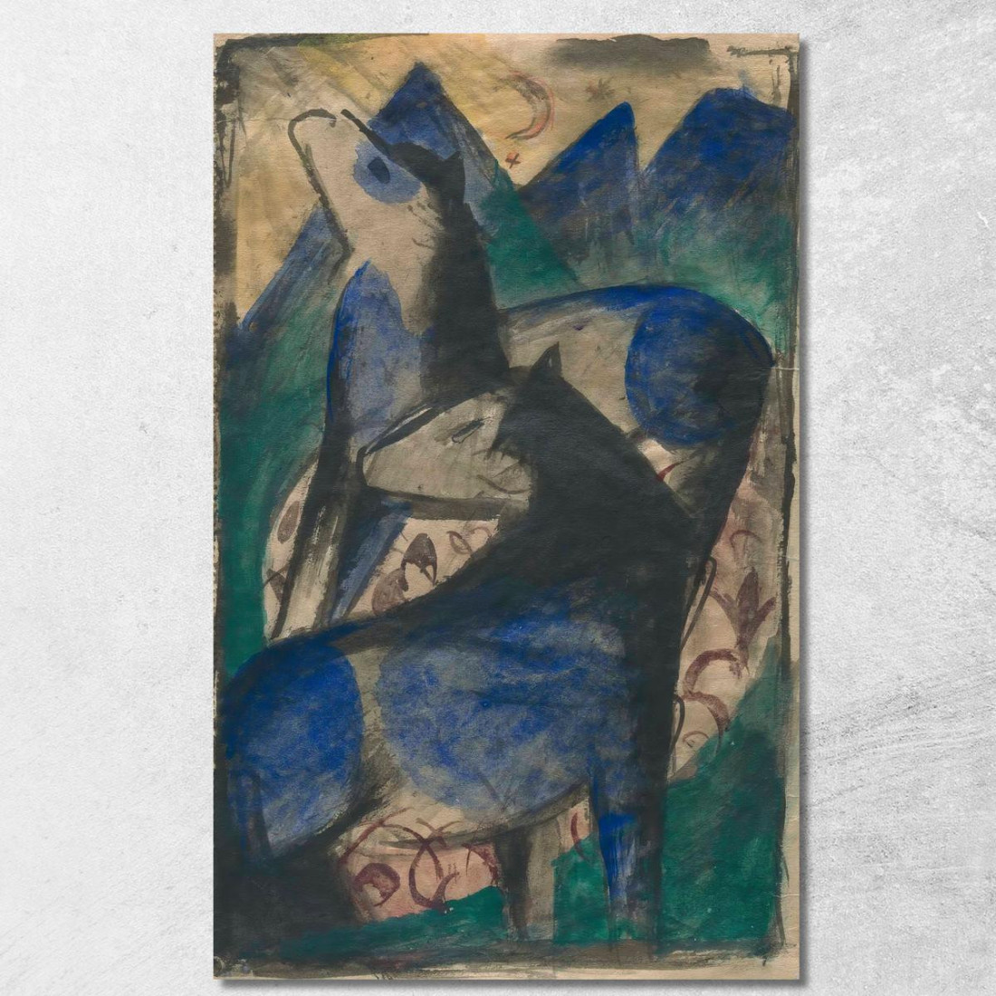 Due Cavalli Blu Franz Marc fmr60 quadro stampato su tela Due Cavalli Blu Franz Marc fmr60 quadro stampato su tela