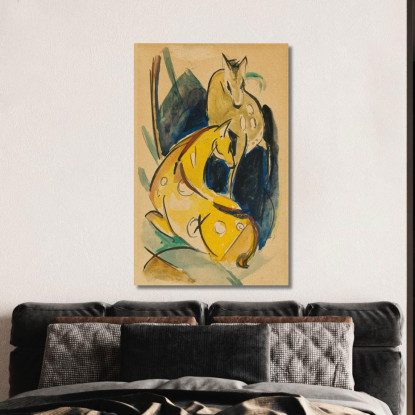Due Animali Gialli Franz Marc fmr67 quadro stampato su tela