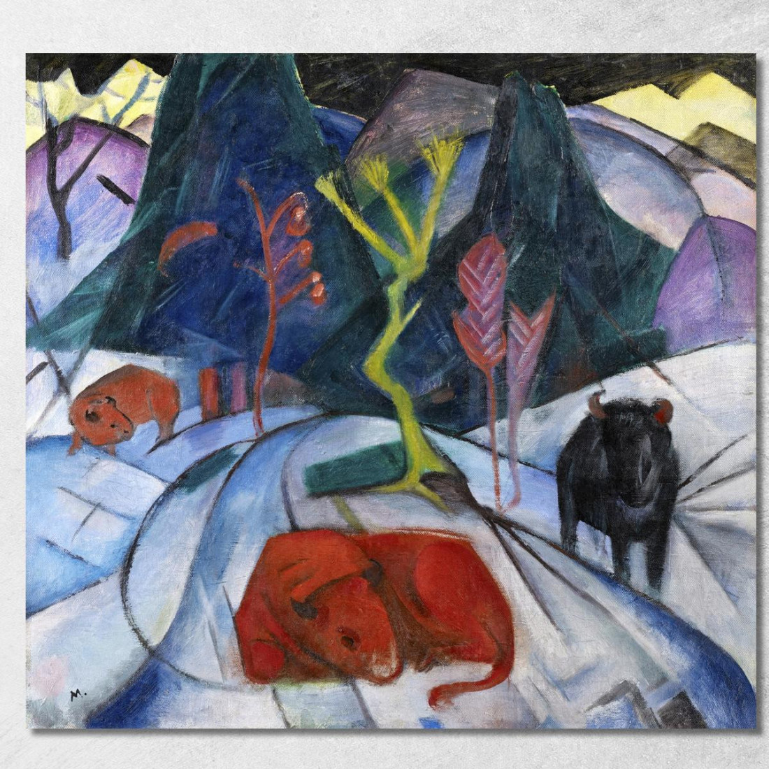 Bisonte In Inverno Bisonte Rosso Franz Marc fmr74 quadro stampato su tela Bisonte In Inverno Bisonte Rosso Franz Marc fmr74 quadro stampato su tela