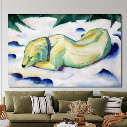 Cane Sdraiato Nella Neve Franz Marc fmr80 quadro stampato su tela