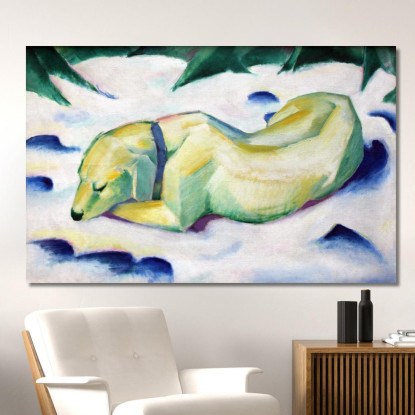 Cane Sdraiato Nella Neve Franz Marc fmr80 quadro stampato su tela