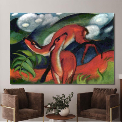 Cervo Rosso Ii Franz Marc fmr85 quadro stampato su tela