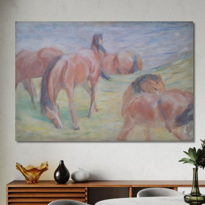 Cavalli Al Pascolo I Franz Marc fmr90 quadro stampato su tela