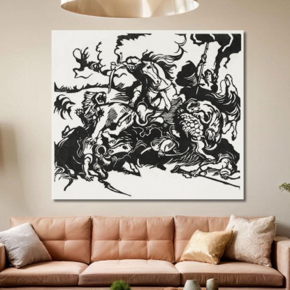 Caccia Al Leone Franz Marc fmr96 quadro stampato su tela