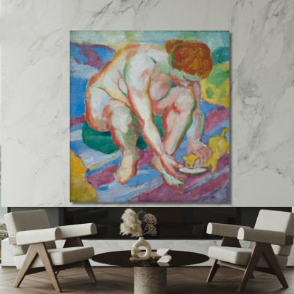 Nudo Con Gatto Franz Marc fmr100 quadro stampato su tela