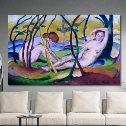 Nudi Sotto Gli Alberi Franz Marc fmr101 quadro stampato su tela