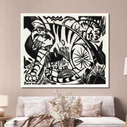 Tigre Franz Marc fmr112 quadro stampato su tela