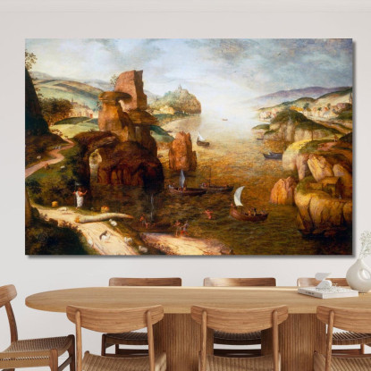 Cristo E Gli Apostoli Sul Mare Di Galilea 1553 Pieter Bruegel pbr8 quadro stampato su tela