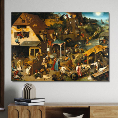 Proverbi Olandesi 1559 Pieter Bruegel pbr14 quadro stampato su tela