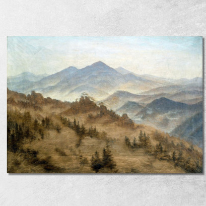 Paesaggio Con Il Rosenberg Nelle Montagne Della Boemia Caspar David Friedrich cdf11 quadro stampato su tela