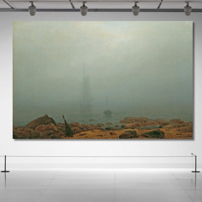 Spiaggia Del Mare Nella Nebbia 1807 Caspar David Friedrich cdf14 quadro stampato su tela