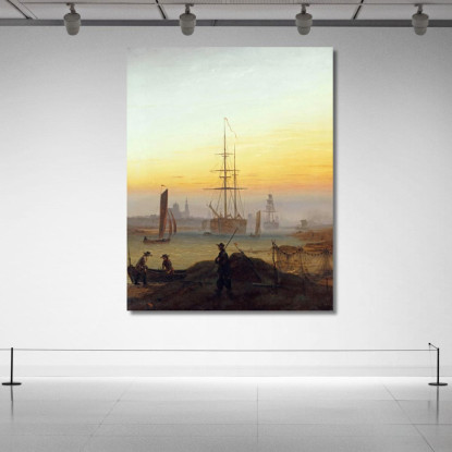 Navi Nel Porto Di Greifswald Caspar David Friedrich cdf22 quadro stampato su tela