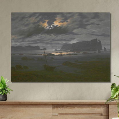 Mare Del Nord Al Chiaro Di Luna Caspar David Friedrich cdf24 quadro stampato su tela