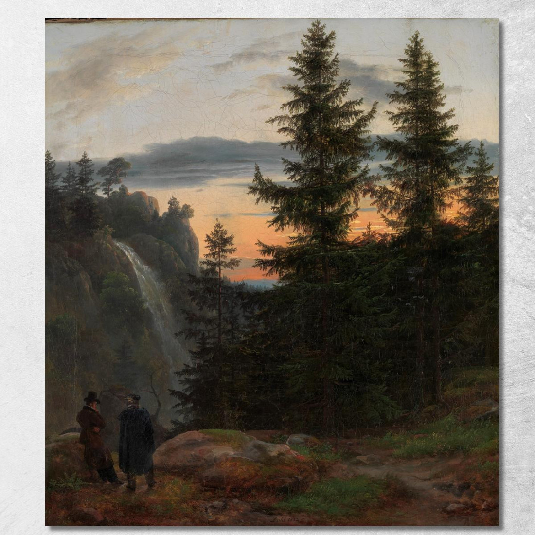 Due Uomini Davanti A Una Cascata Al Tramonto Caspar David Friedrich cdf39 quadro stampato su tela Due Uomini Davanti A Una Cascata Al Tramonto Caspar David Friedrich cdf39 quadro stampato su tela