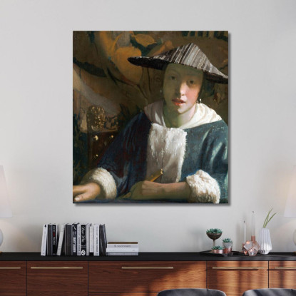 Ragazza Con Un Flauto Jan Vermeer jvr8 quadro stampato su tela