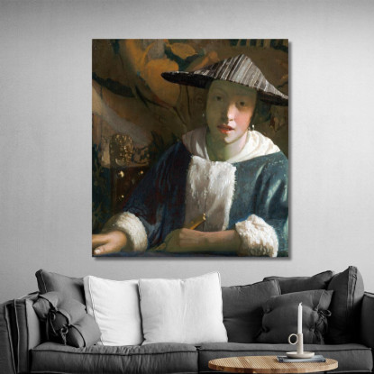 Ragazza Con Un Flauto Jan Vermeer jvr8 quadro stampato su tela