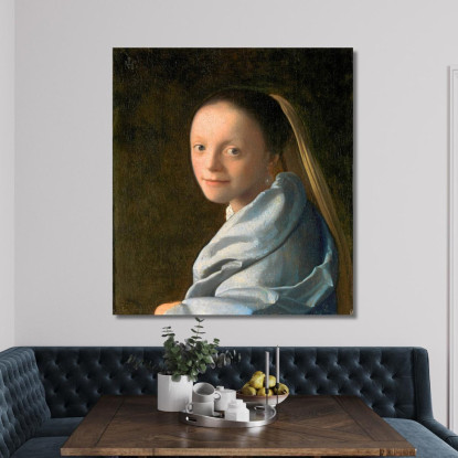 Studio Di Una Giovane Donna Jan Vermeer jvr15 quadro stampato su tela