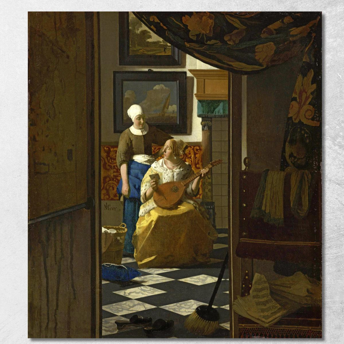 La Lettera D'Amore Jan Vermeer jvr26 quadro stampato su tela La Lettera D'Amore Jan Vermeer jvr26 quadro stampato su tela