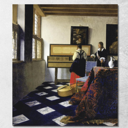 La Lezione Di Musica Jan Vermeer jvr28 quadro stampato su tela