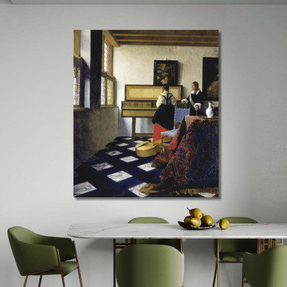 La Lezione Di Musica Jan Vermeer jvr28 quadro stampato su tela