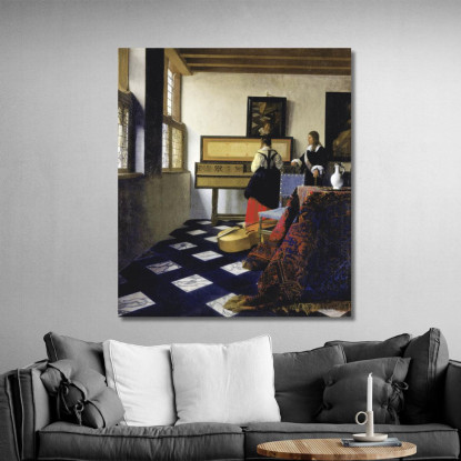 La Lezione Di Musica Jan Vermeer jvr28 quadro stampato su tela