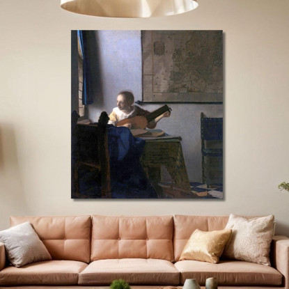 Donna Con Liuto Jan Vermeer jvr34 quadro stampato su tela