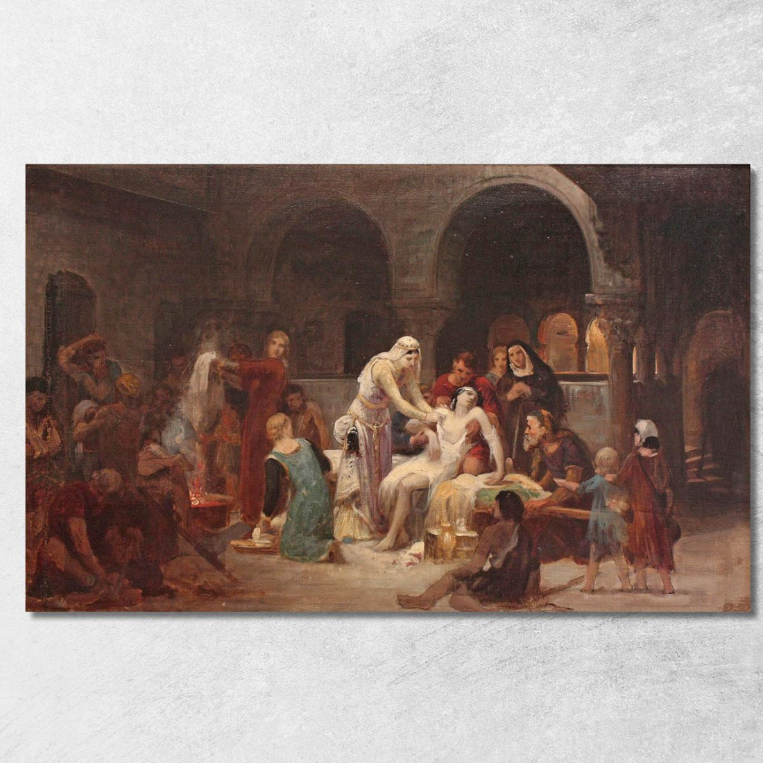 Santa Elisabetta D'Ungheria Che Si Prende Cura Dei Malati 1883 Pierre-Auguste Cot pac5 quadro stampato su tela Santa Elisabetta D'Ungheria Che Si Prende Cura Dei Malati 1883 Pierre-Auguste Cot pac5 quadro stampato su tela
