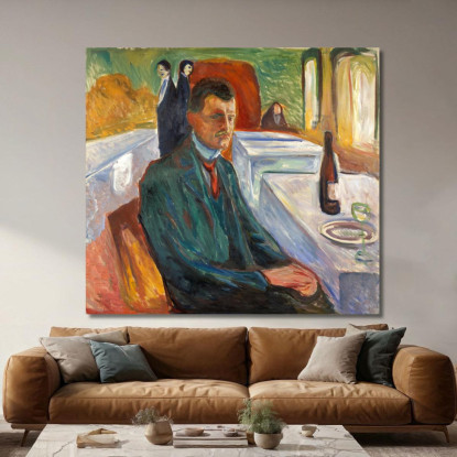 Autoritratto Con Bottiglia Di Vino Edvard Munch em36 quadro stampato su tela